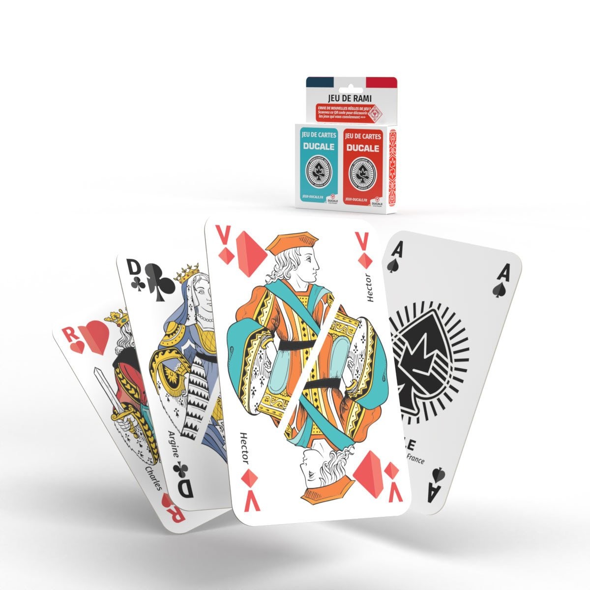 TAPIS DE JEU + CARTES - Ducale le jeu français - feutre vert - 40x60 cm -  2 jeux de cartes