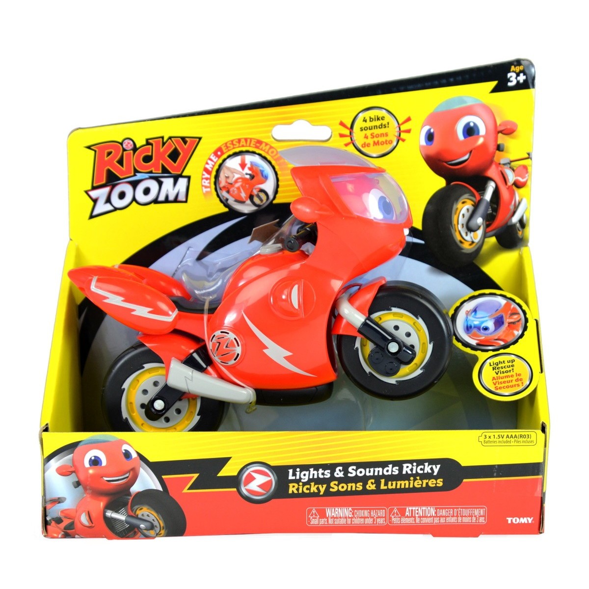 Ensemble de 3 motos Tomy Ricky Zoom - Jouet pour enfant de 3 ans