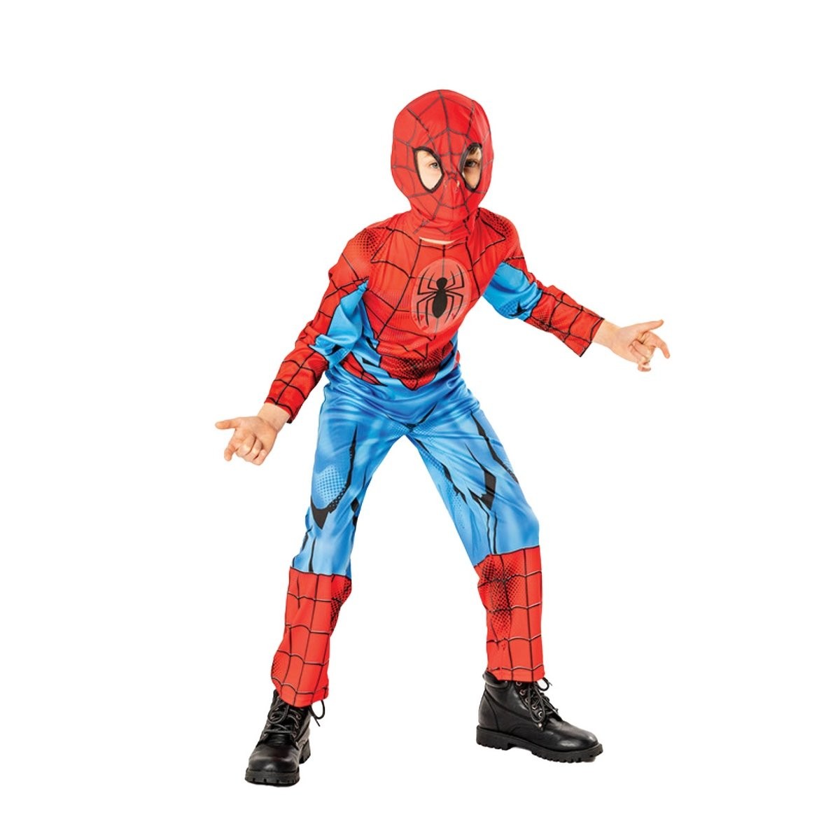 Déguisement Spiderman noir rouge et une cagoule, 5-6 ans